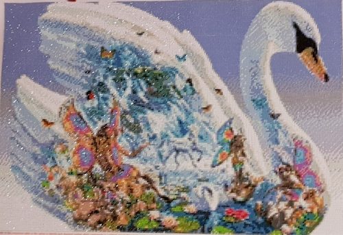 Mary G, swan and fairy family, diamond bead craft.